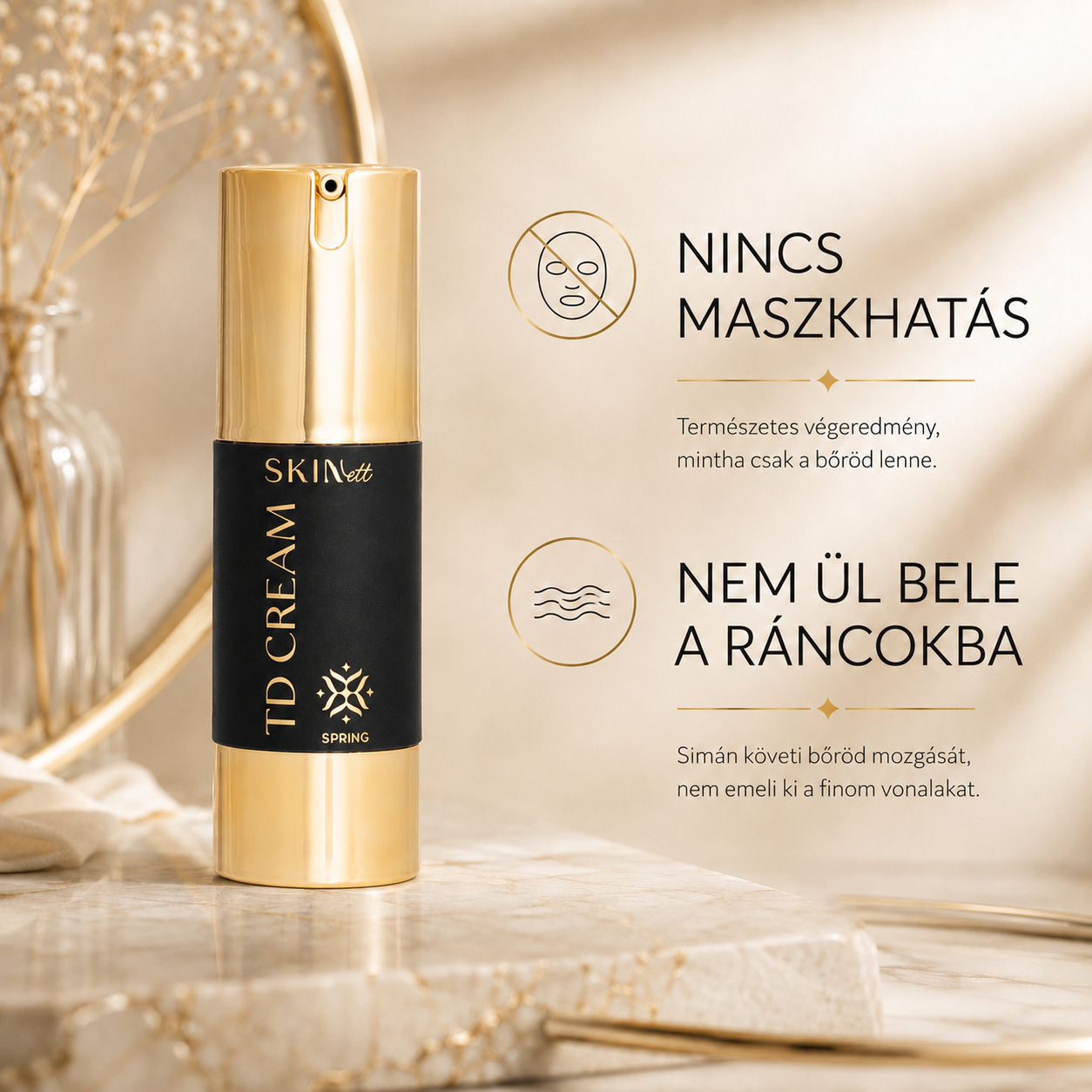 SKINett TD cram SPRING termékfotó. Nincs maszk hatás, nem ül bele a ráncokba
